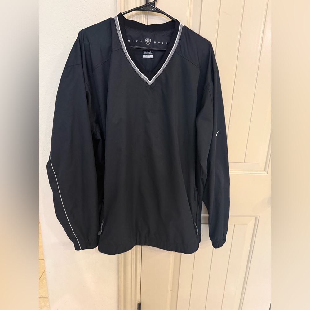 Nike Golf Clima-Fit black V-neck pullover windbreaker size XL